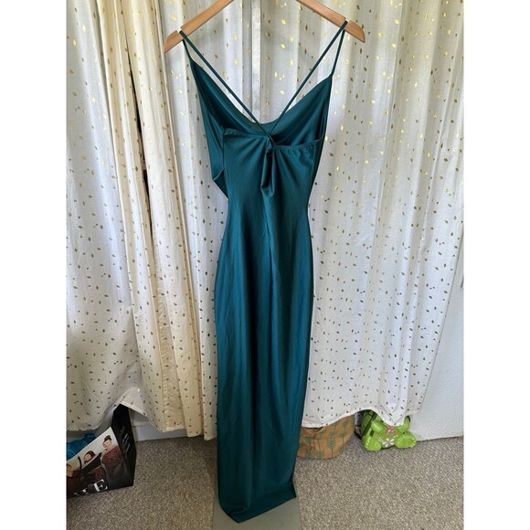 Windsor Arabella High Slit Cowl Neck Criss Cross Back Stretch Bodycon Dress S - Picture 5 of 7